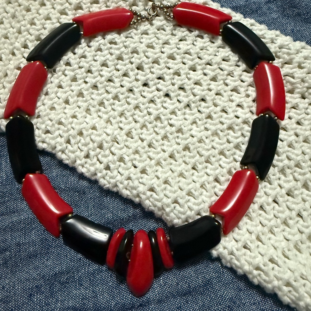 Vintage Red and Black Necklace